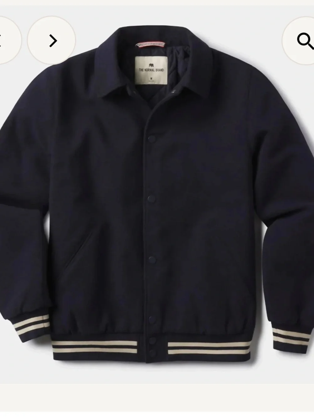 The Normal Brand Navy Bomber-Style Varsity Jacket